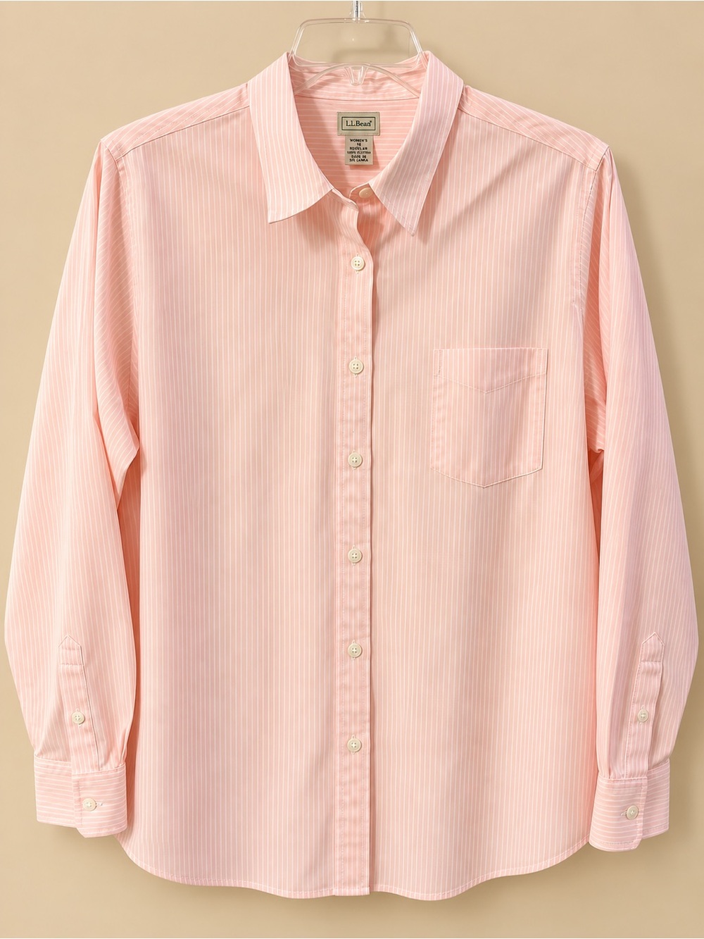 L.L. Bean Women’s Pink Striped Button-Down Shirt